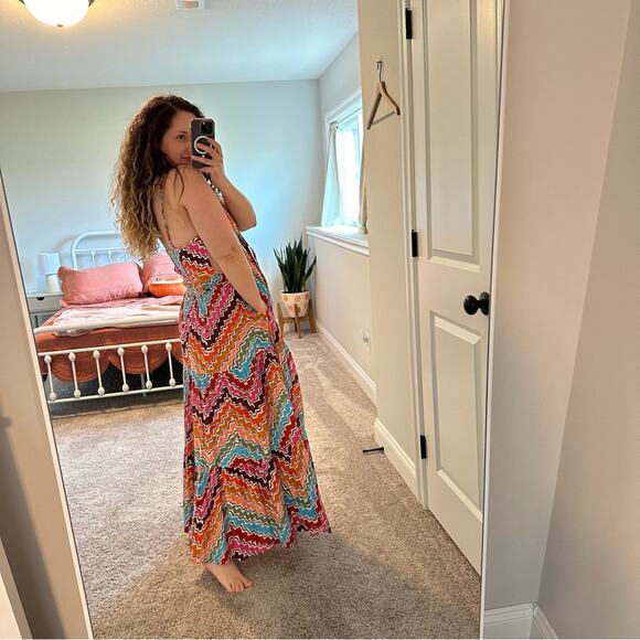 Rhode Rainbow Zig Zag Cotton Maxi Dress Small - Picture 2 of 13
